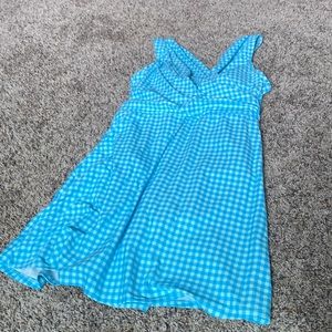 Blue Checkered Lands End Swim Proof Dress